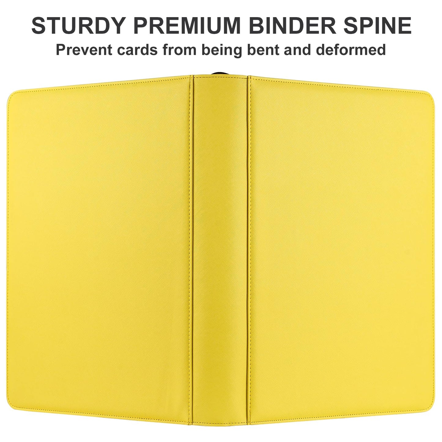 GEAoffice 16-Pocket Card Binder – 1024 Card Capacity, Yellow PU Leather, Side-Loading