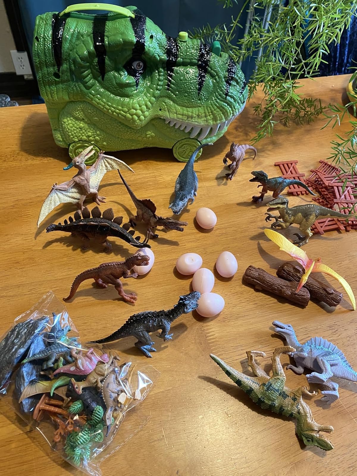 Gearvibe 29-Pc Dinosaur Toys Set: Realistic Jurassic Figures, Trees, Eggs & Fence Playset