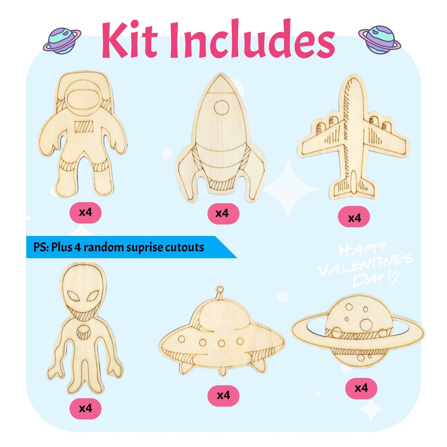 GEECOZYLIFE 28-Pack Space Astronaut Valentines Craft Kit for Kids – Non-Candy Classroom Gifts
