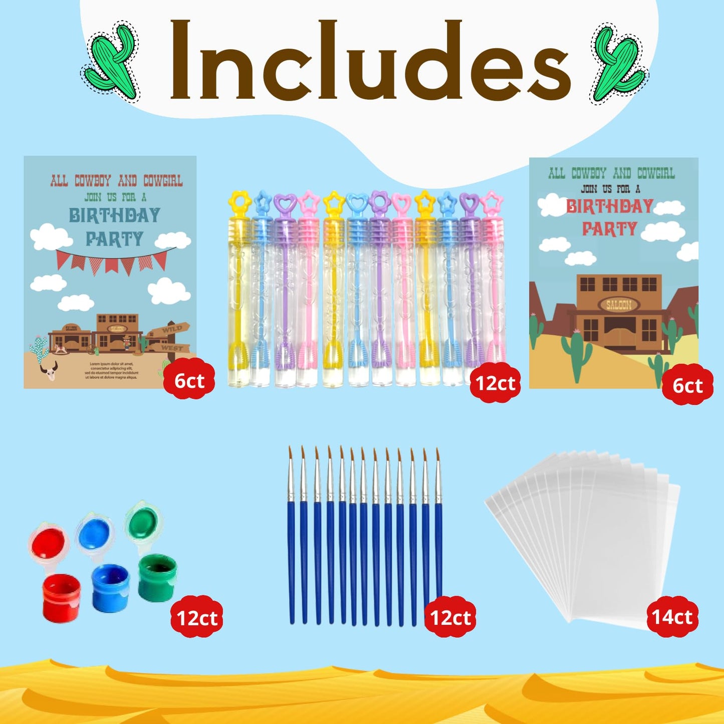 GEECOZYLIFE Western Cowboy & Cowgirl Party Favors - 12-Piece Wild West Craft Kit