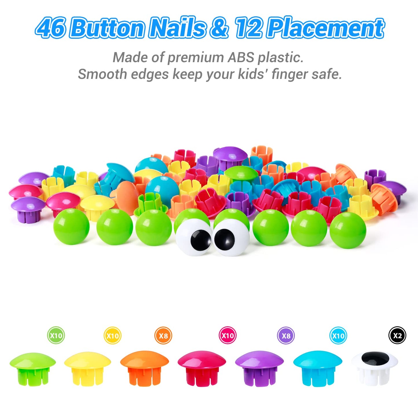 Geekper 68-Piece Button Art Toys for Toddlers – Color Matching Mosaic Pegboard Set (Ages 3–6)