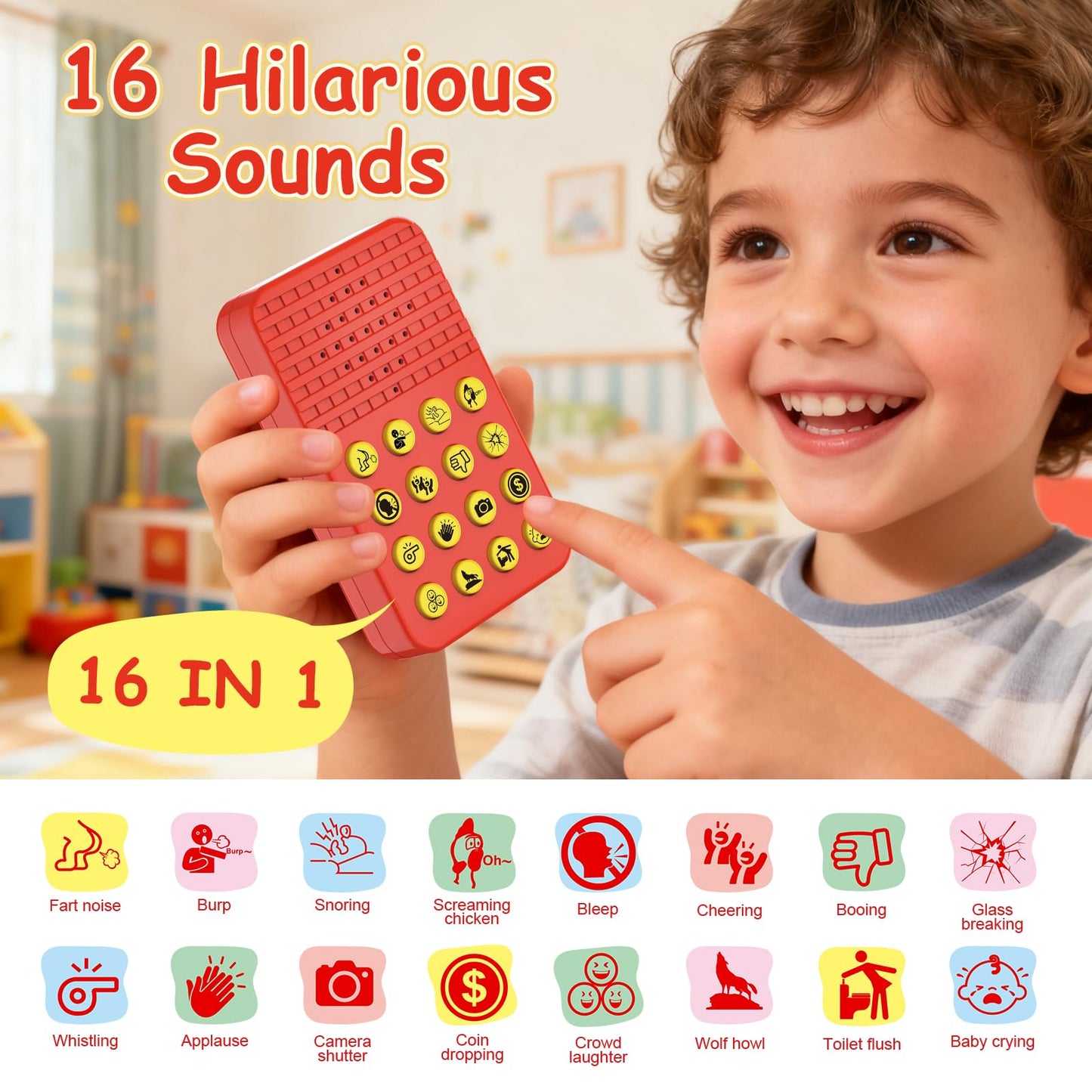 GEERAY Sound Effects Machine — 16 Hilarious Sounds in a Pocket-Sized Prank Toy