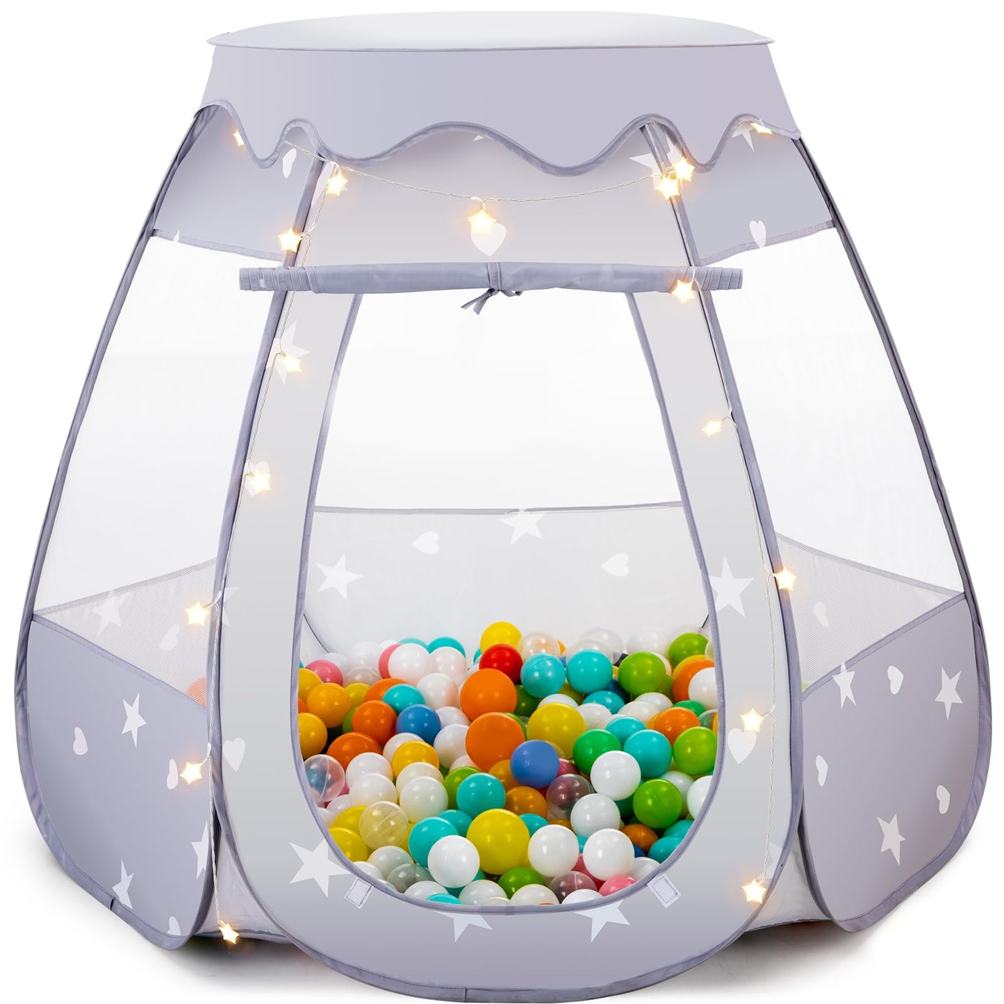 GeerWest Baby Ball Pit with Star Lights – Pop Up Princess Tent for Toddlers | Indoor/Outdoor Gift