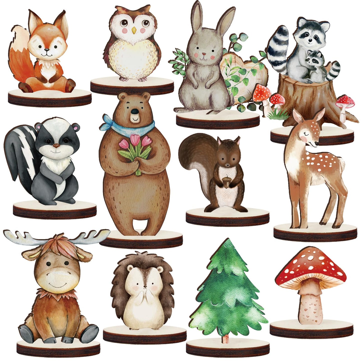 Geetery 12 Pcs Woodland Animal Cutouts – Forest Theme Party Decor & Centerpieces