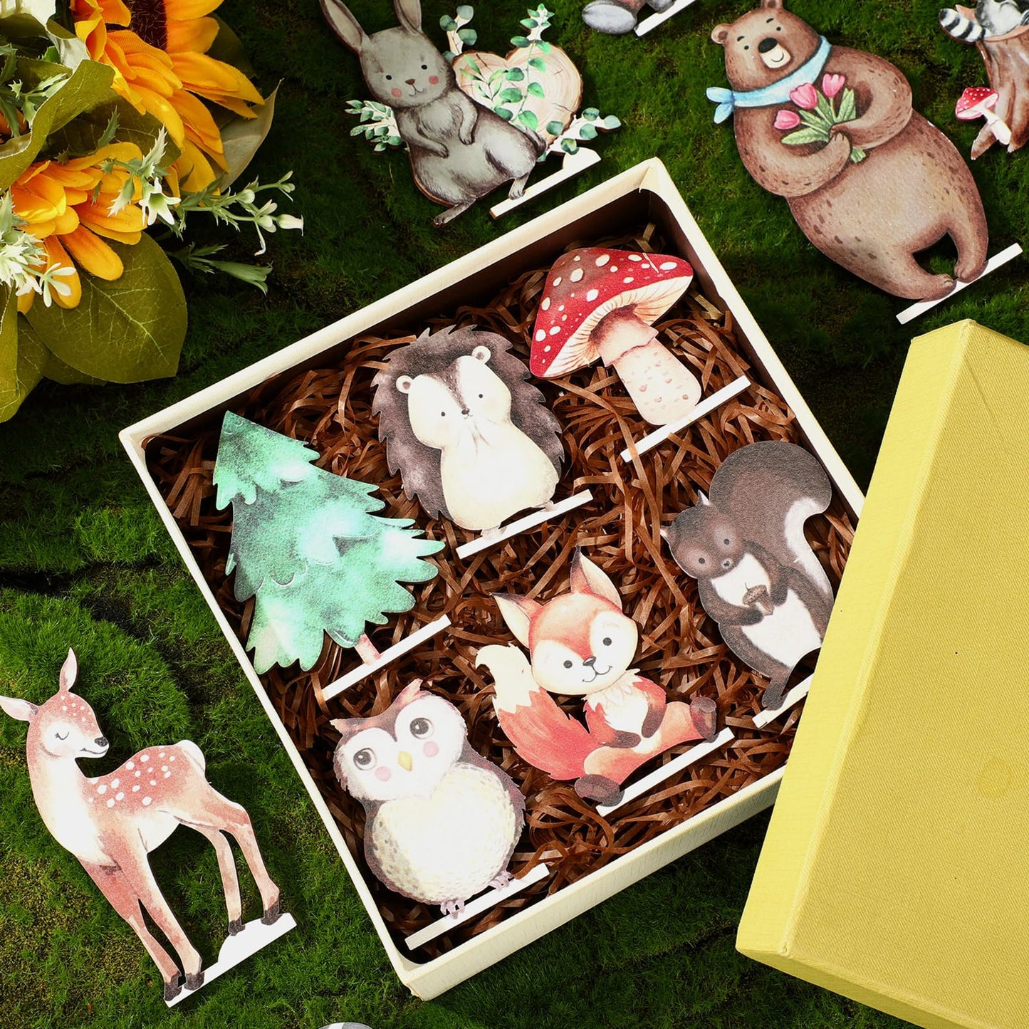 Geetery 12 Pcs Woodland Animal Cutouts – Forest Theme Party Decor & Centerpieces