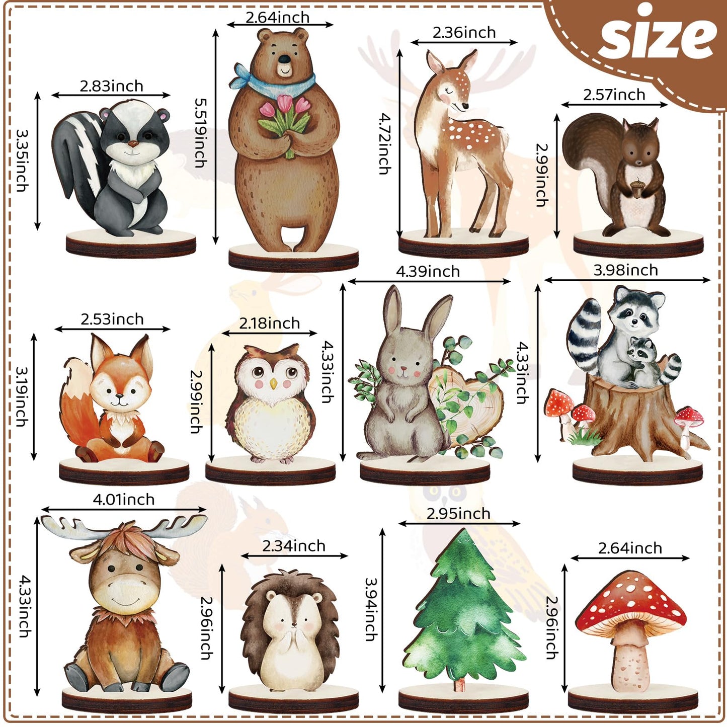 Geetery 12 Pcs Woodland Animal Cutouts – Forest Theme Party Decor & Centerpieces