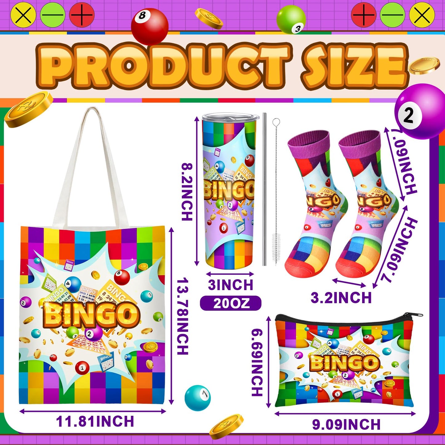 Geiserailie Bingo Gift Set for Women — 4-Piece: Tumbler, Tote, Makeup Bag & Socks