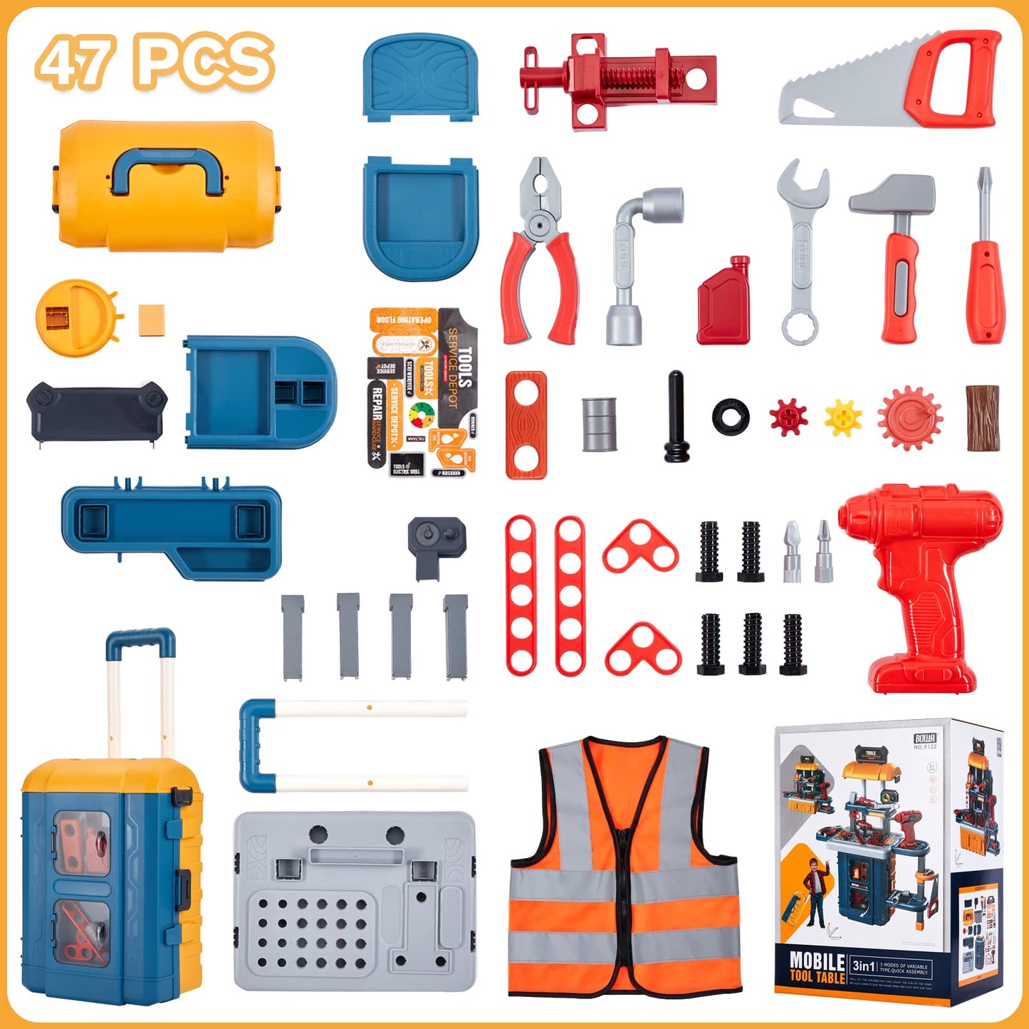 GEIYATOI Kids Tool Bench with Set – 3 Modes Toddler Construction Toy (Ages 3-8)