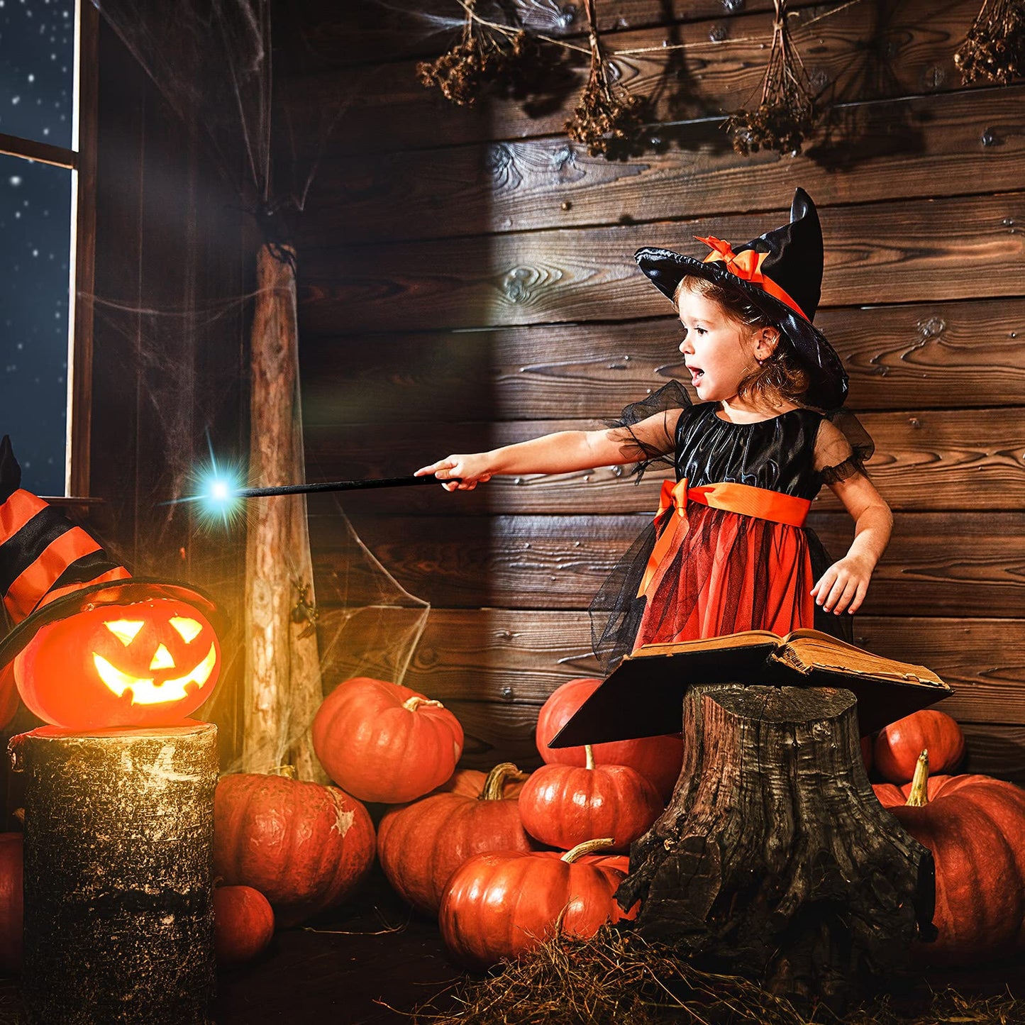 Gejoy 2-Piece Light Up Wands for Kids – Sound and Color LED Magic Props (Black)