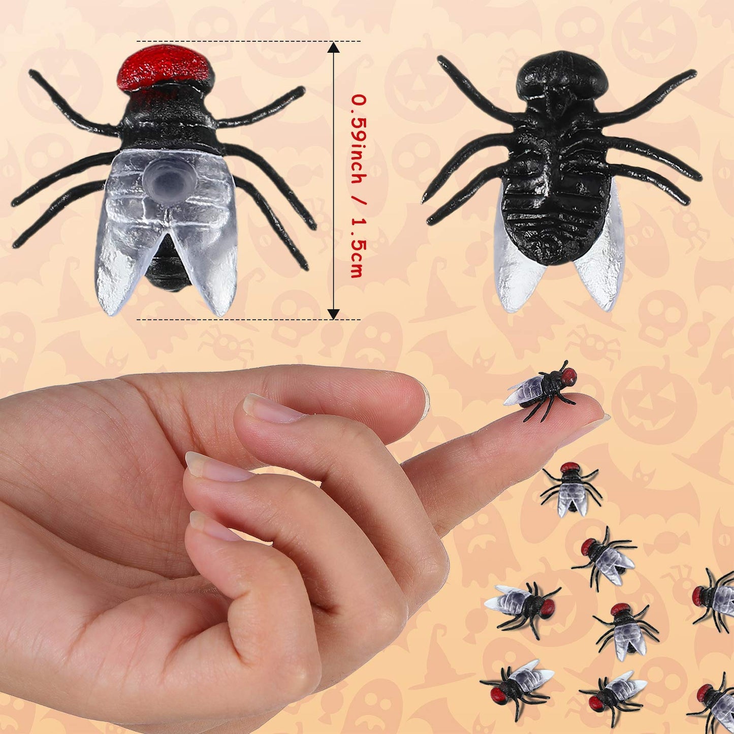 Gejoy 60 Pcs Plastic Flies – Realistic Fake Insects for Pranks, April Fools' Day & Party Tricks