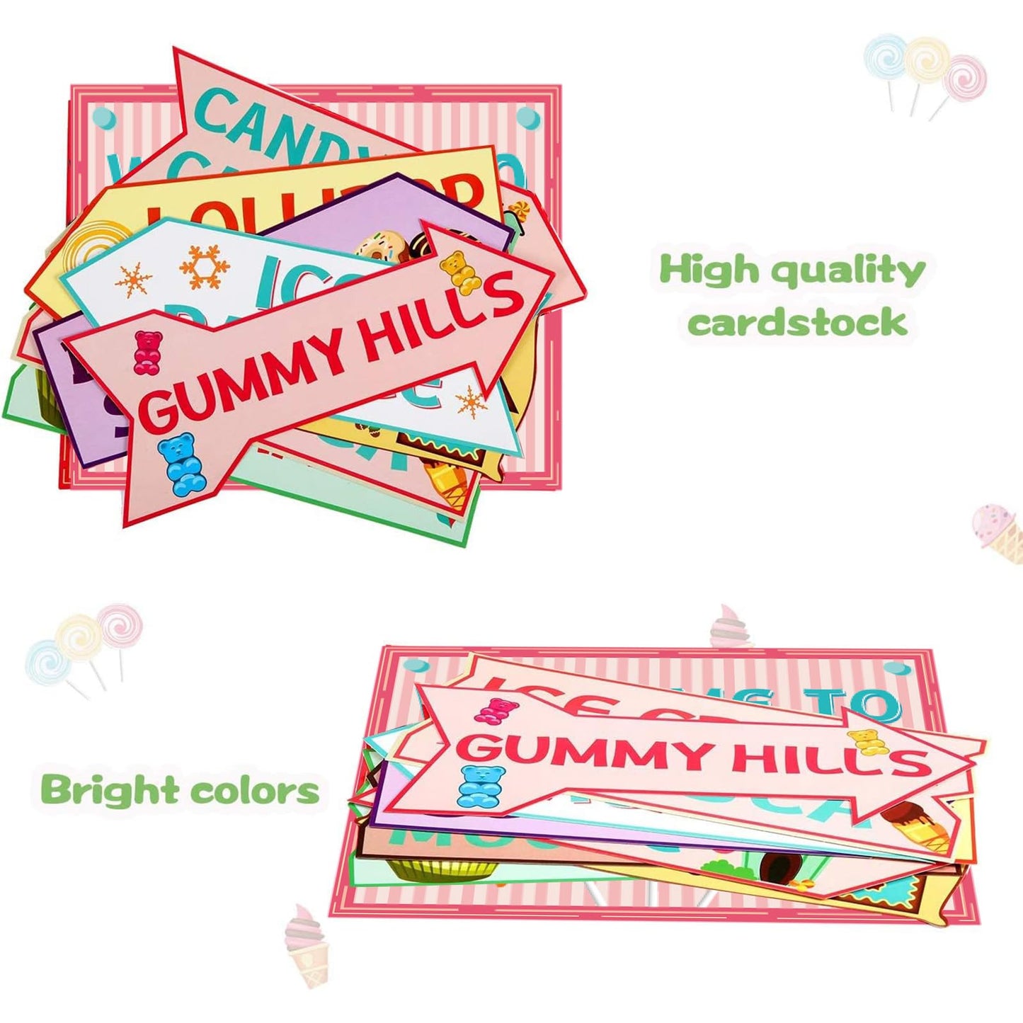 Gejoy 20-Piece Candyland Party Decorations Kit – Candy Land Directional Signs (Cardstock)