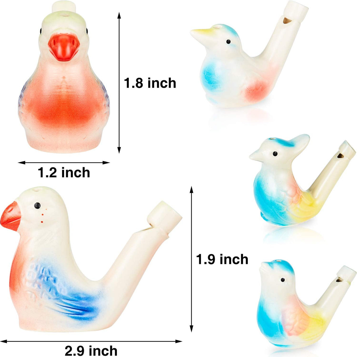 Gejoy Bird Water Whistles - Ceramic Warbling Bird Calls Set (6 Pcs)