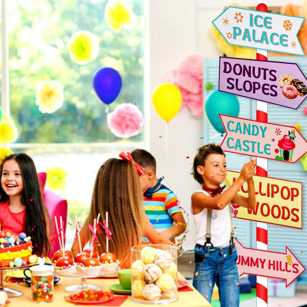 Gejoy 20-Piece Candyland Party Decorations Kit – Candy Land Directional Signs (Cardstock)