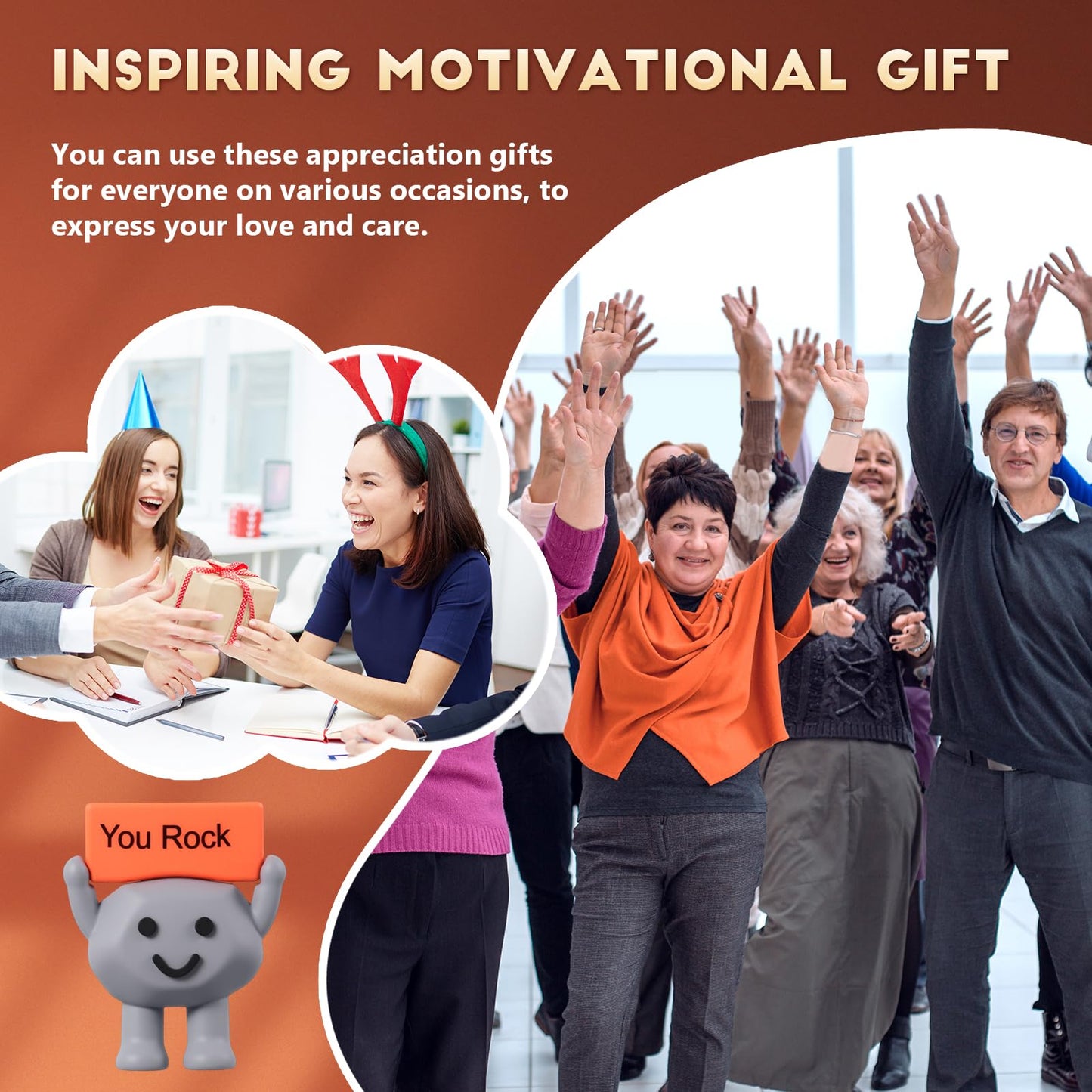 Gejoy 50 Pcs Mini Rubber Motivational Stones – You Rock Desk Gift Set