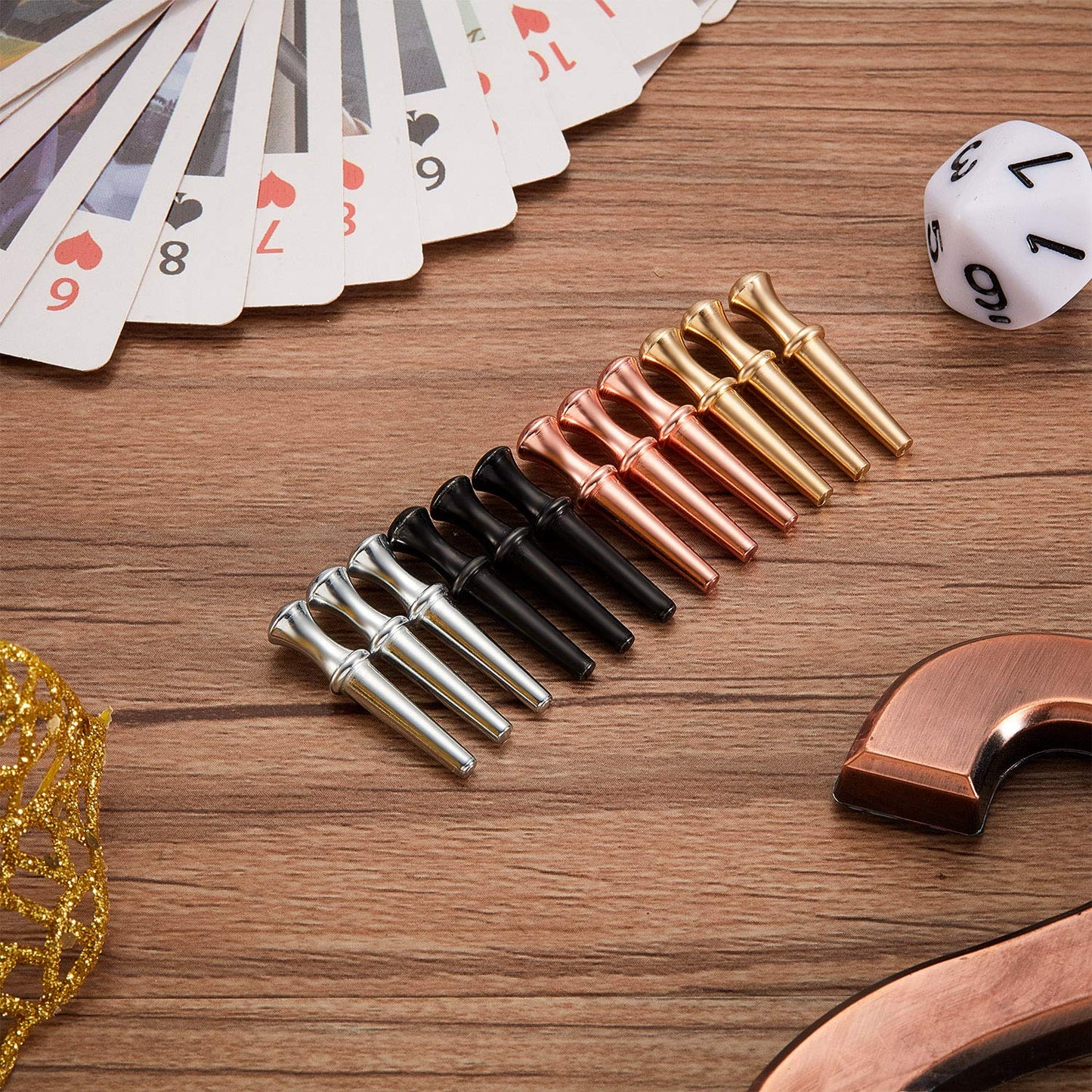 Gejoy 20 Pieces Metal Cribbage Pegs for 1/8 Inch Holes – 4 Colors with Drawstring Storage Pouch
