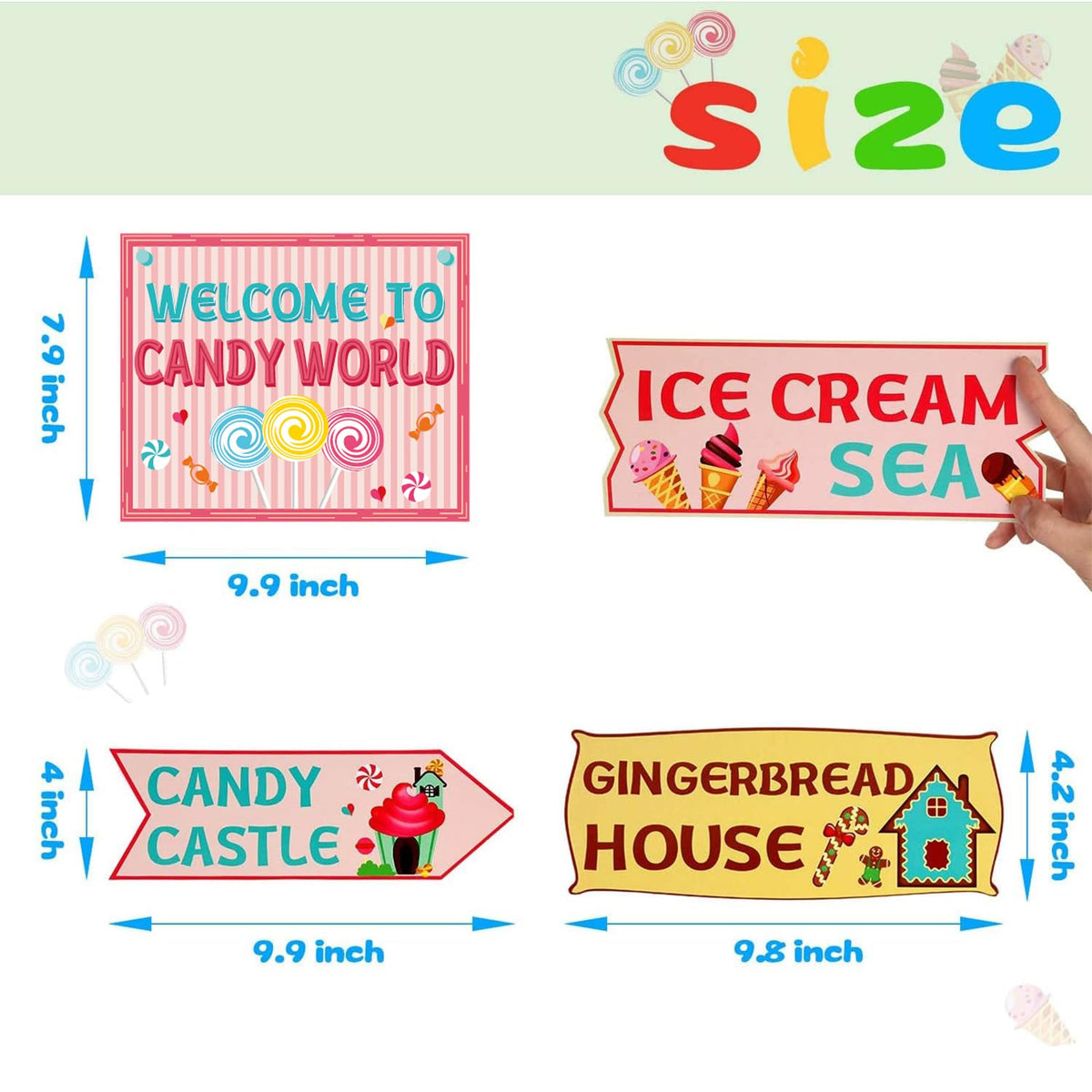 Gejoy 20-Piece Candyland Party Decorations Kit – Candy Land Directional Signs (Cardstock)
