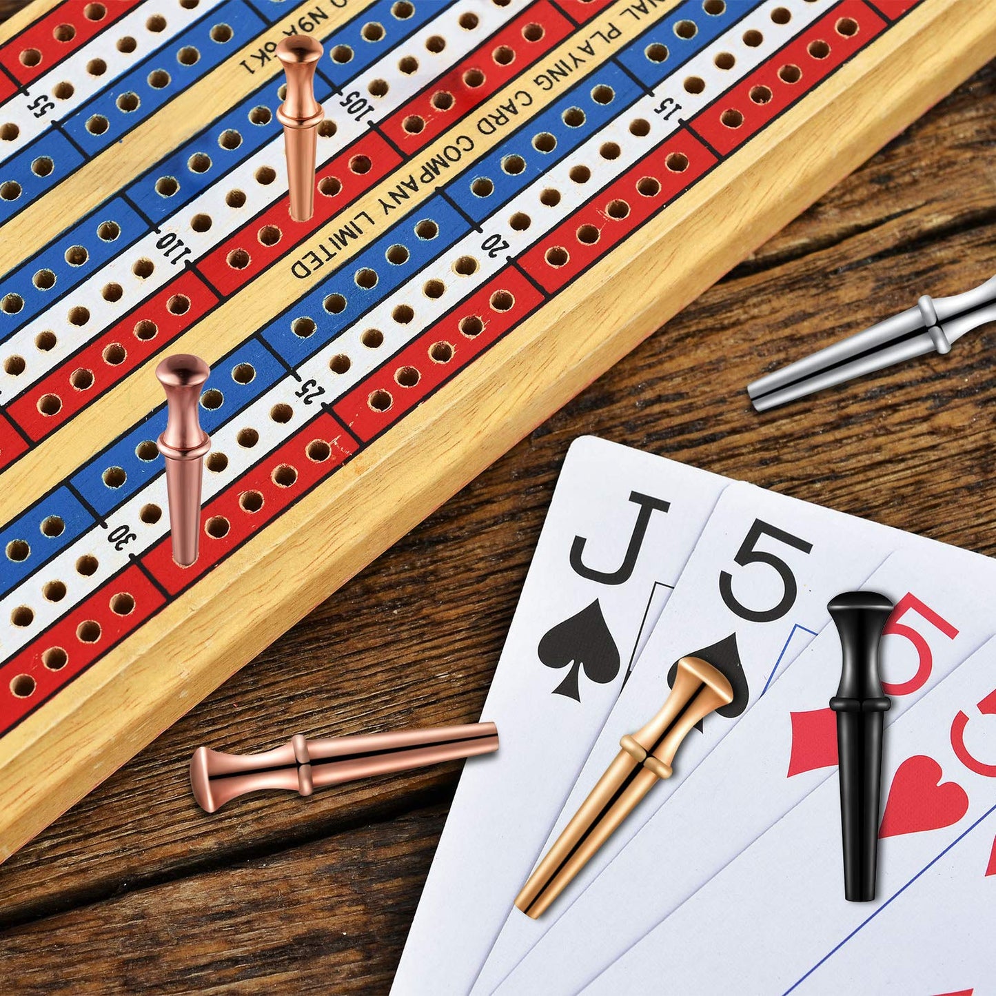 Gejoy 20 Pieces Metal Cribbage Pegs for 1/8 Inch Holes – 4 Colors with Drawstring Storage Pouch