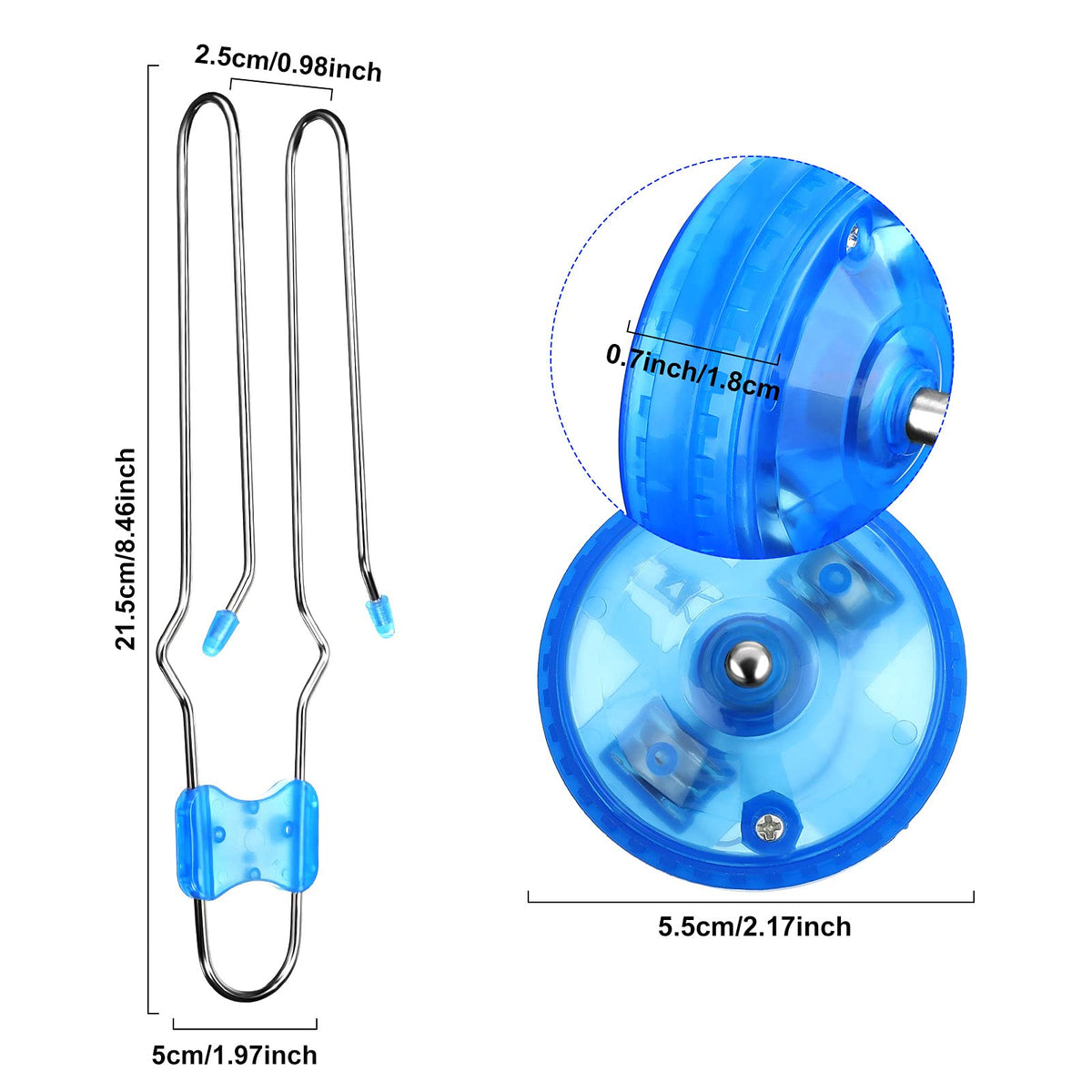 Gejoy 4 Pcs Magic Rail Twirler – LED Magnetic Gyro Wheels Toy for Kids (Red Blue Green)