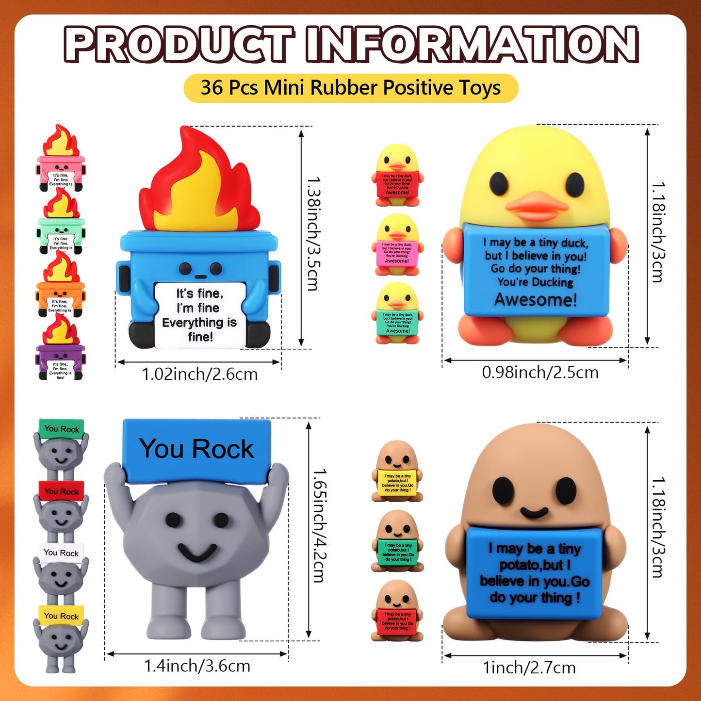 Gejoy 36 Pcs Mini Rubber You Rock Toys Set – Positive Desk Ornaments & Motivational Gifts