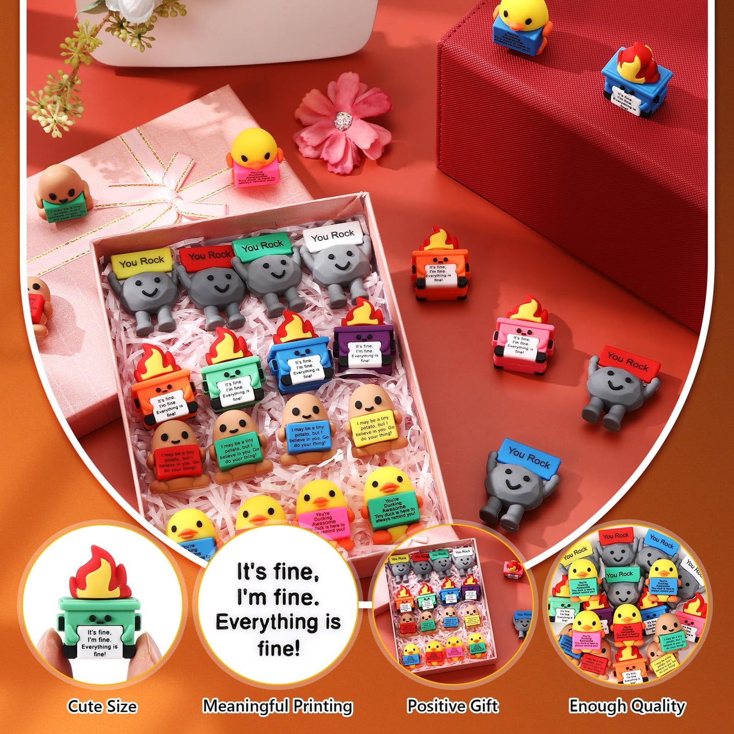 Gejoy 36 Pcs Mini Rubber You Rock Toys Set – Positive Desk Ornaments & Motivational Gifts