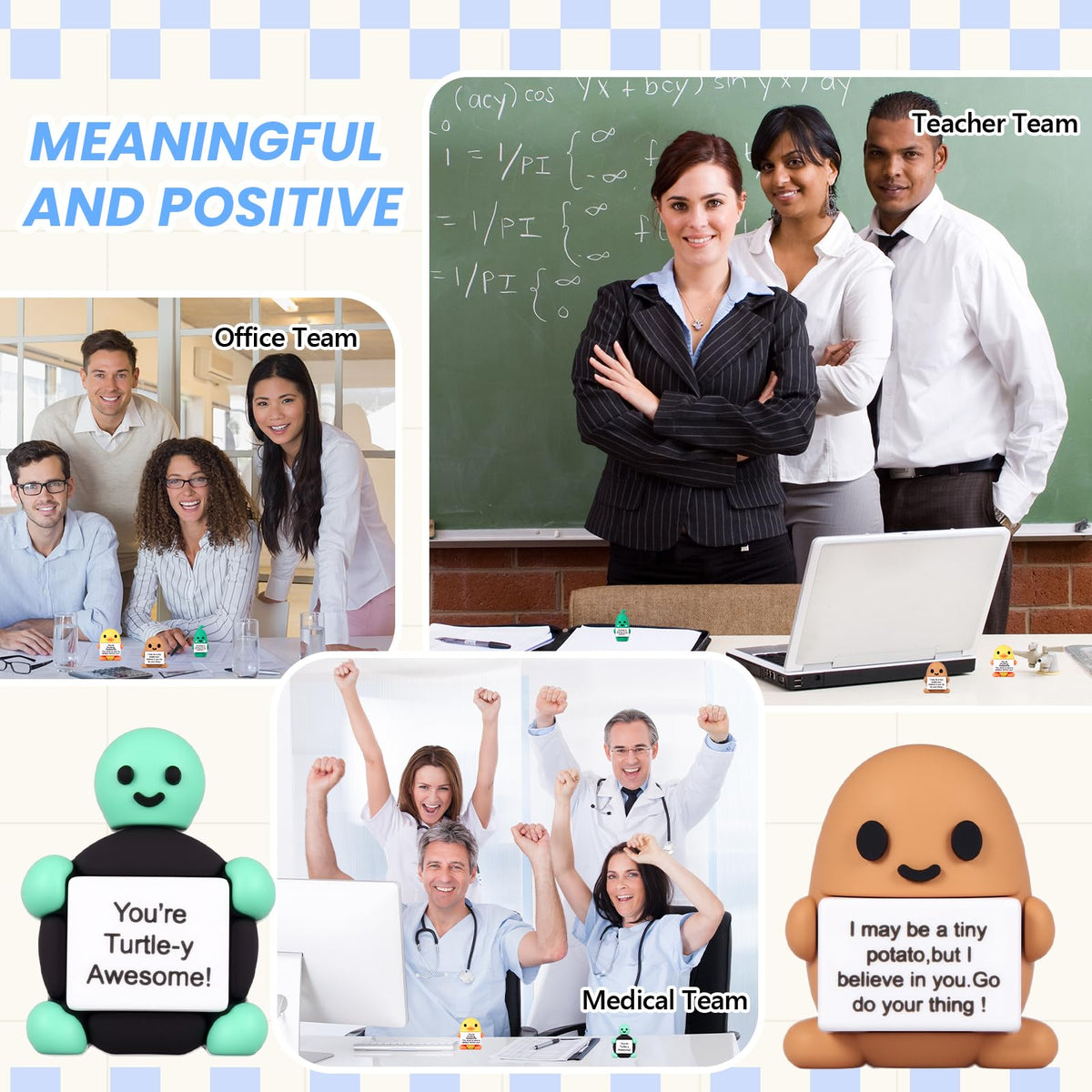 Gejoy 48 Sets Positive Mini Figurines – Inspirational Rubber Toys with Cards & Gift Bags for Coworkers
