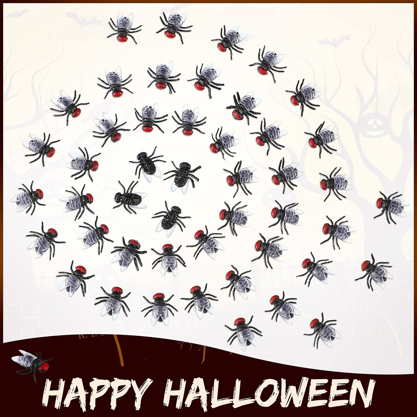 Gejoy 60 Pcs Plastic Flies – Realistic Fake Insects for Pranks, April Fools' Day & Party Tricks