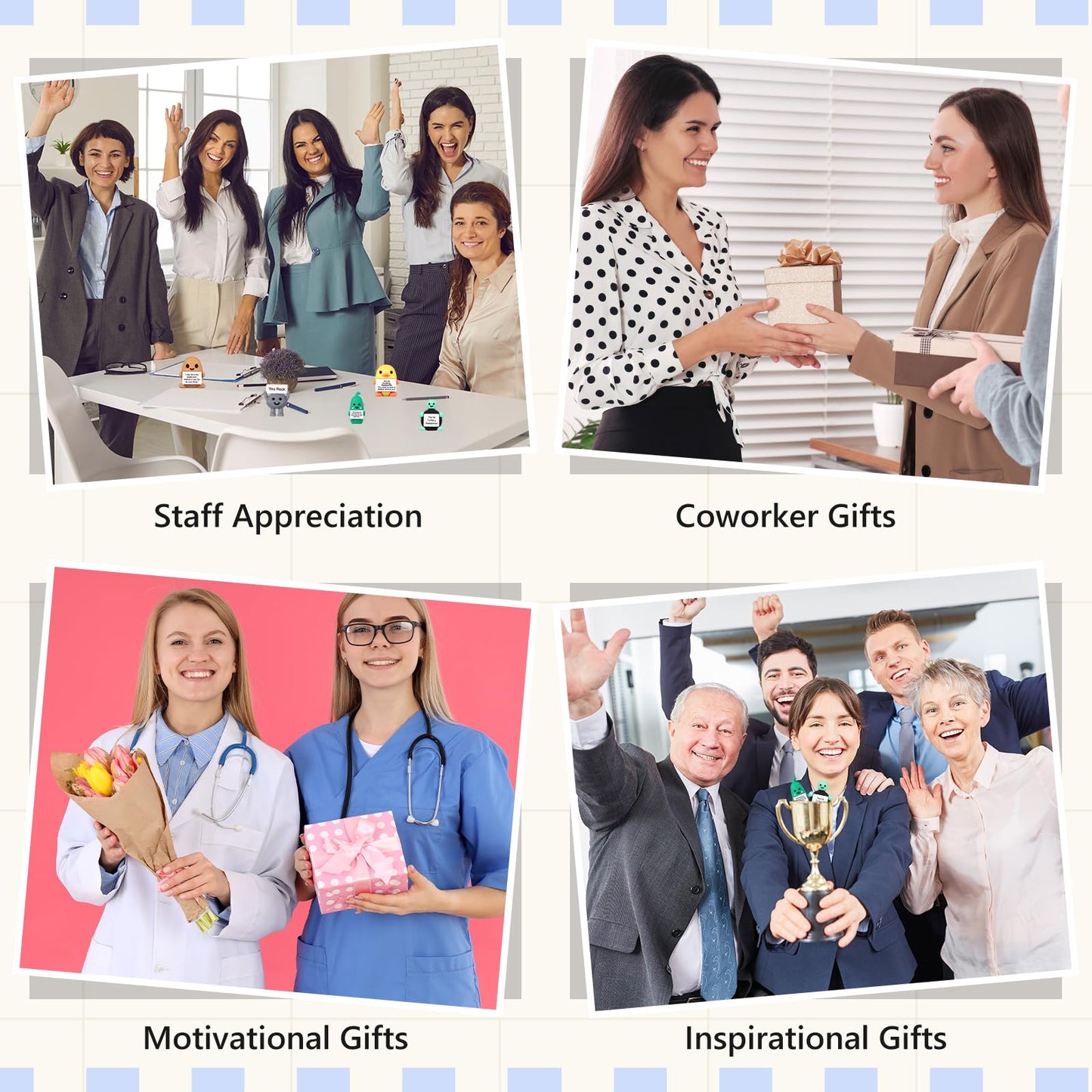 Gejoy 24 Sets Positive Mini Figurines – Inspirational Rubber Toys with Cards for Coworkers & Employees