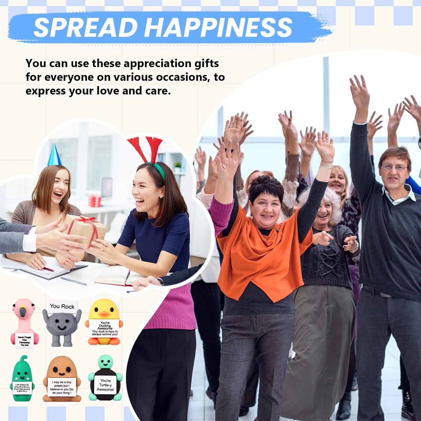 Gejoy 24 Sets Positive Mini Figurines – Inspirational Rubber Toys with Cards for Coworkers & Employees