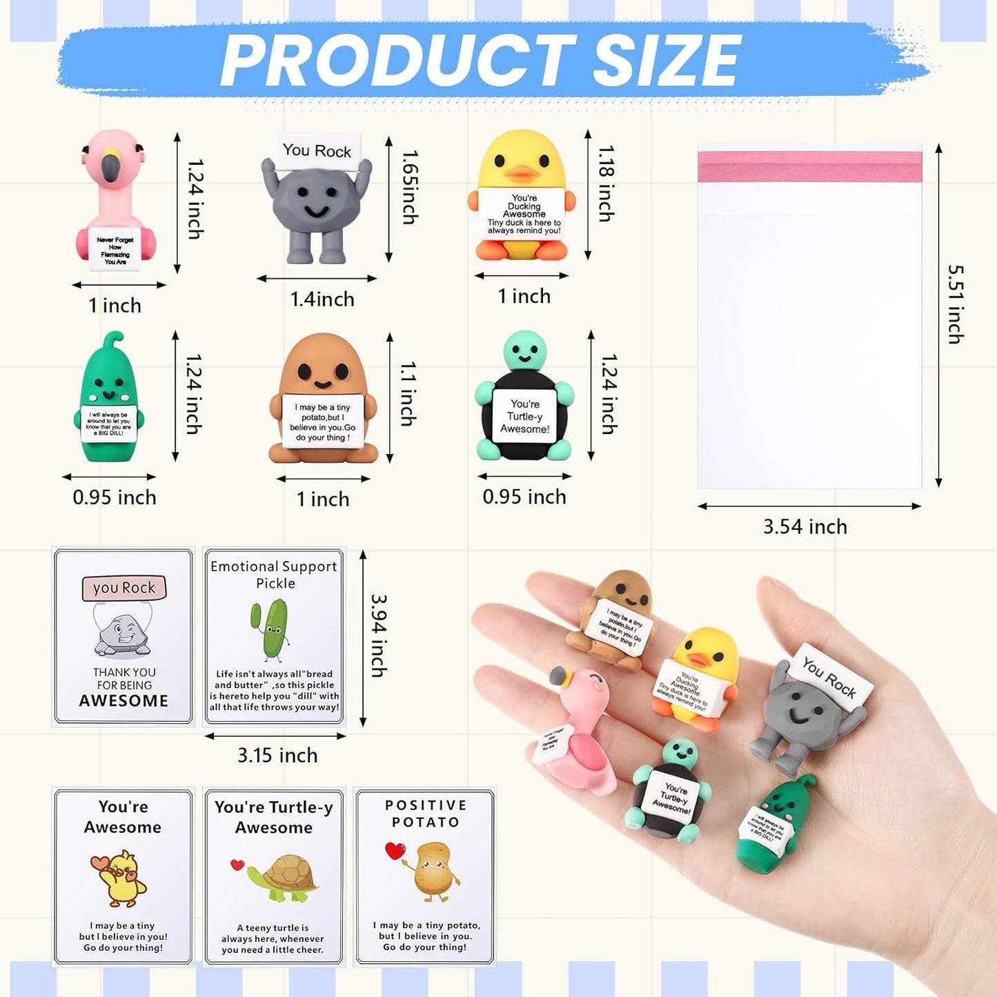 Gejoy 24 Sets Positive Mini Figurines – Inspirational Rubber Toys with Cards for Coworkers & Employees