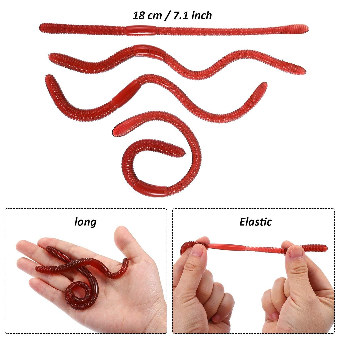 Gejoy 16 Pieces Fake Worms – Realistic Plastic Earthworms for Halloween, Pranks & Education