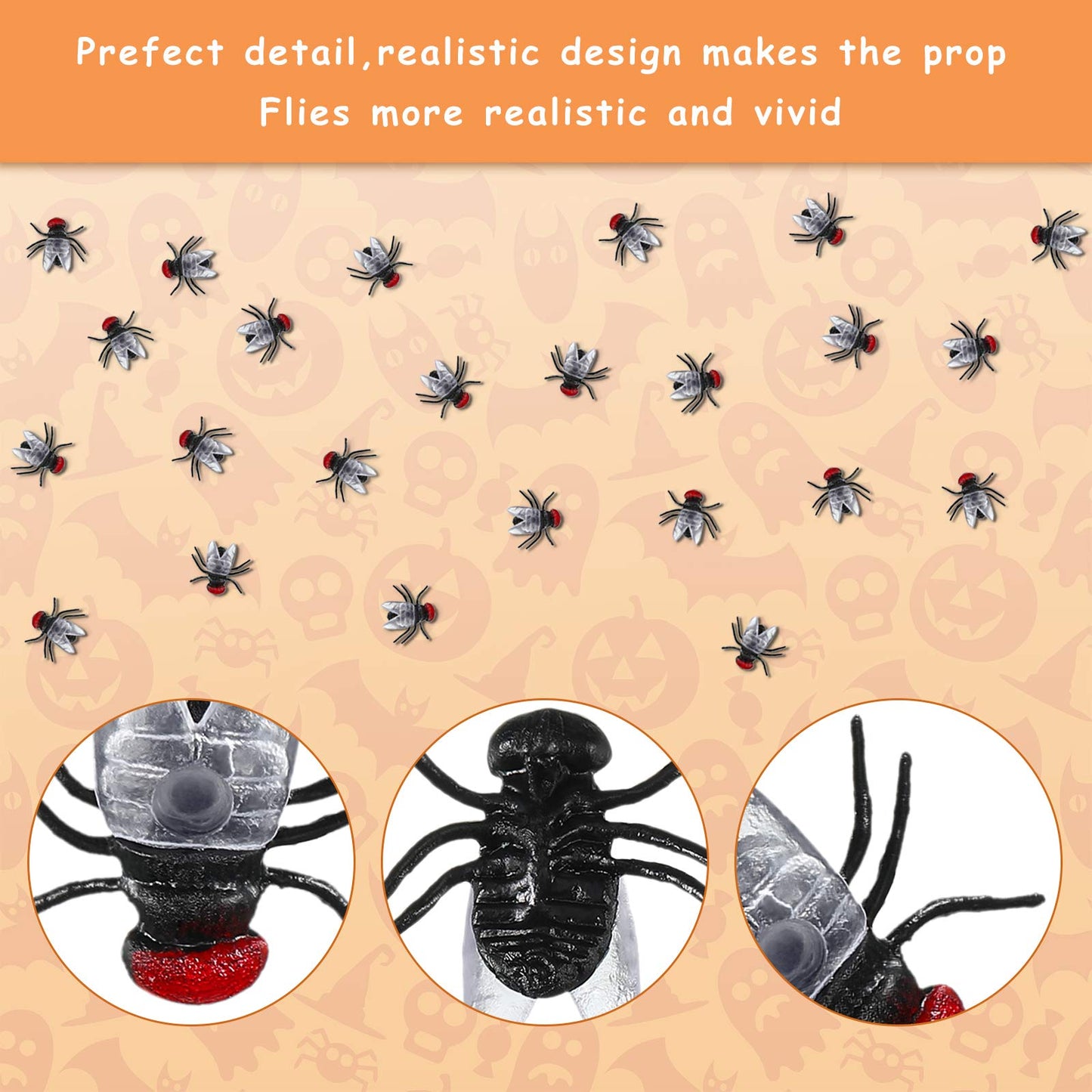 Gejoy 60 Pcs Plastic Flies – Realistic Fake Insects for Pranks, April Fools' Day & Party Tricks