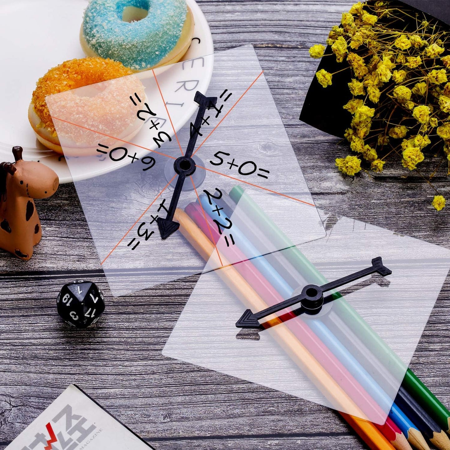 Gejoy Transparent Spinners 20-Pack – Clear Dry-Erase Classroom Spinners with Rotating Arrow