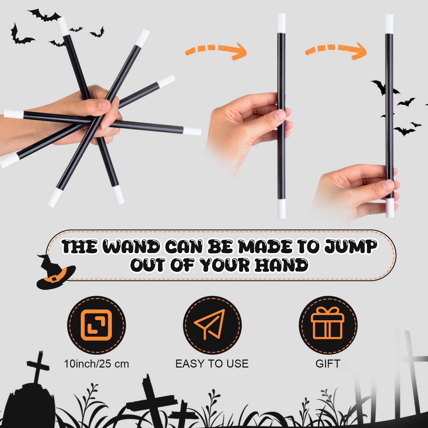 Gejoy 66-Pcs 10-Inch Black & White Plastic Magic Wands for Magician Costumes & Party Favors