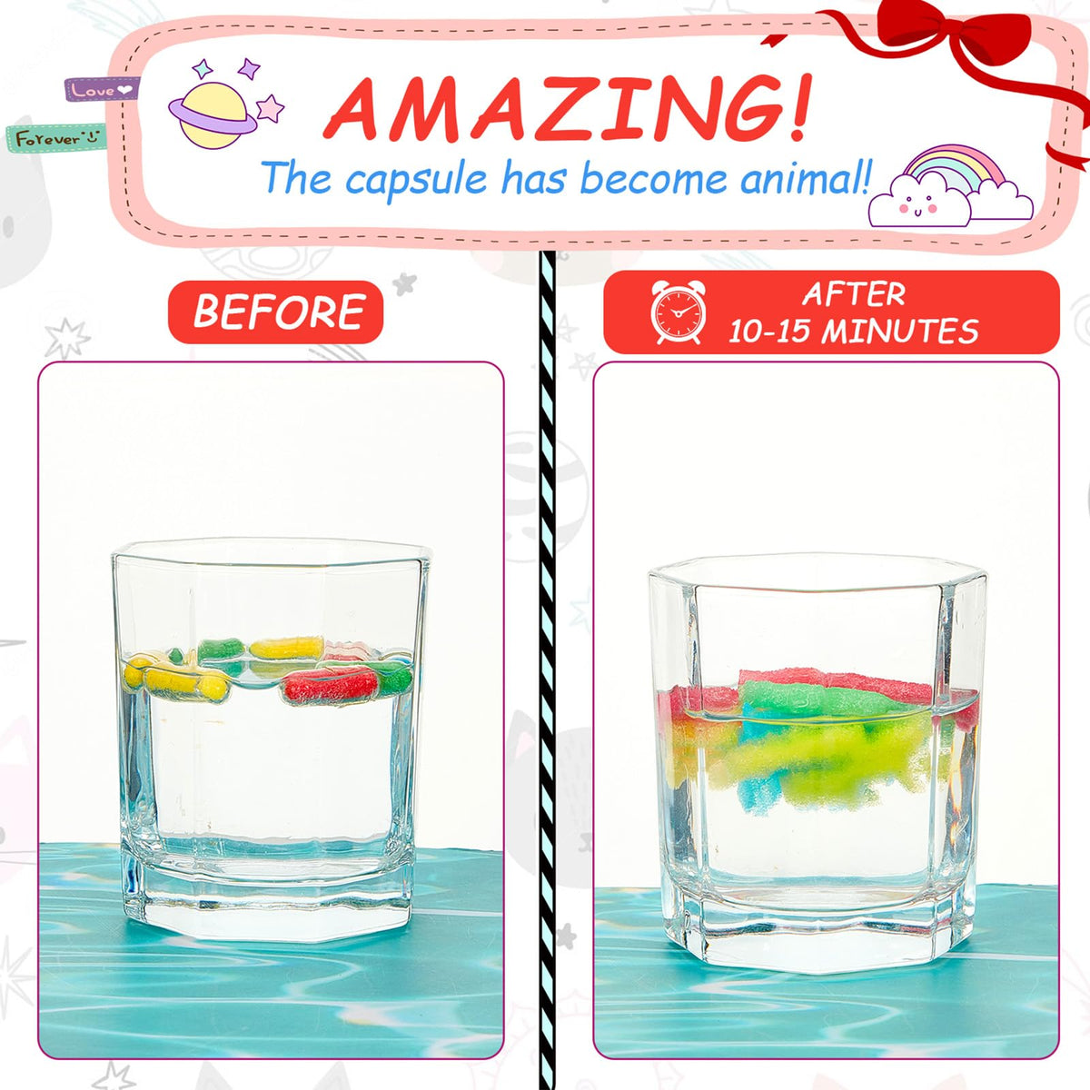 Gejoy 8 Pieces Water Growing Capsules – Zoo, Dinosaur, Sea Creature & Animal Foam Bath Toys