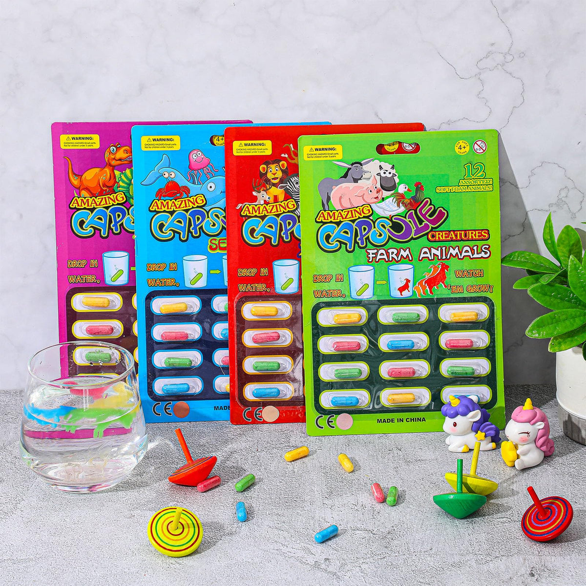 Gejoy 8 Pieces Water Growing Capsules – Zoo, Dinosaur, Sea Creature & Animal Foam Bath Toys