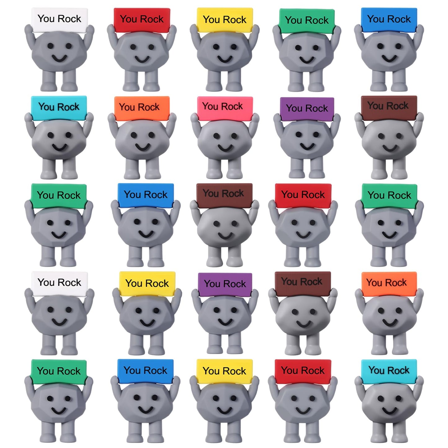 Gejoy 50 Pcs Mini Rubber Motivational Stones – You Rock Desk Gift Set