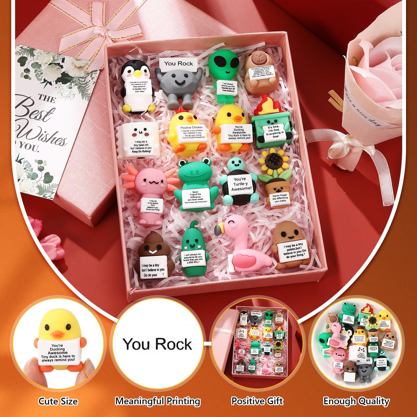 Gejoy 32 Pcs Mini You Rock Figures – Positive Office Desk Decor & Motivational Gift Set