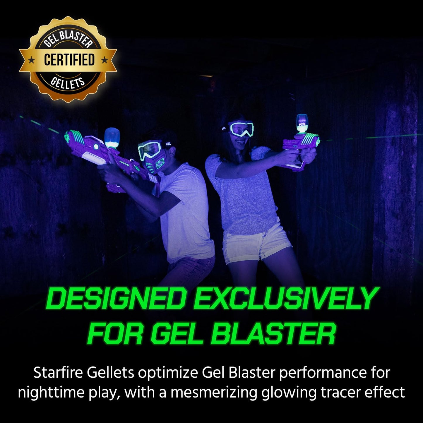 Gel Blaster Starfire Gellets – Glow-in-the-Dark UV Tracer Rounds | Official Refill Ammo for Starfire Gel Blasters | Ages 14+