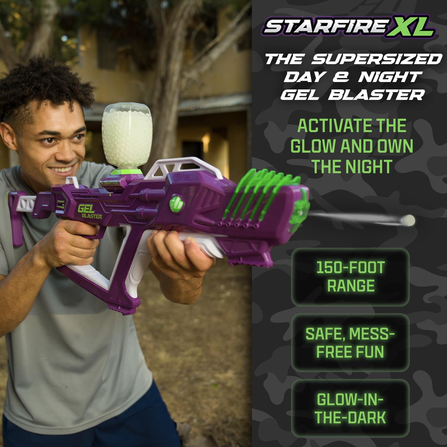 Gel Blaster Starfire XL – Glow-in-the-Dark Supersized Gel Blaster Kit for Day & Night Outdoor Battles
