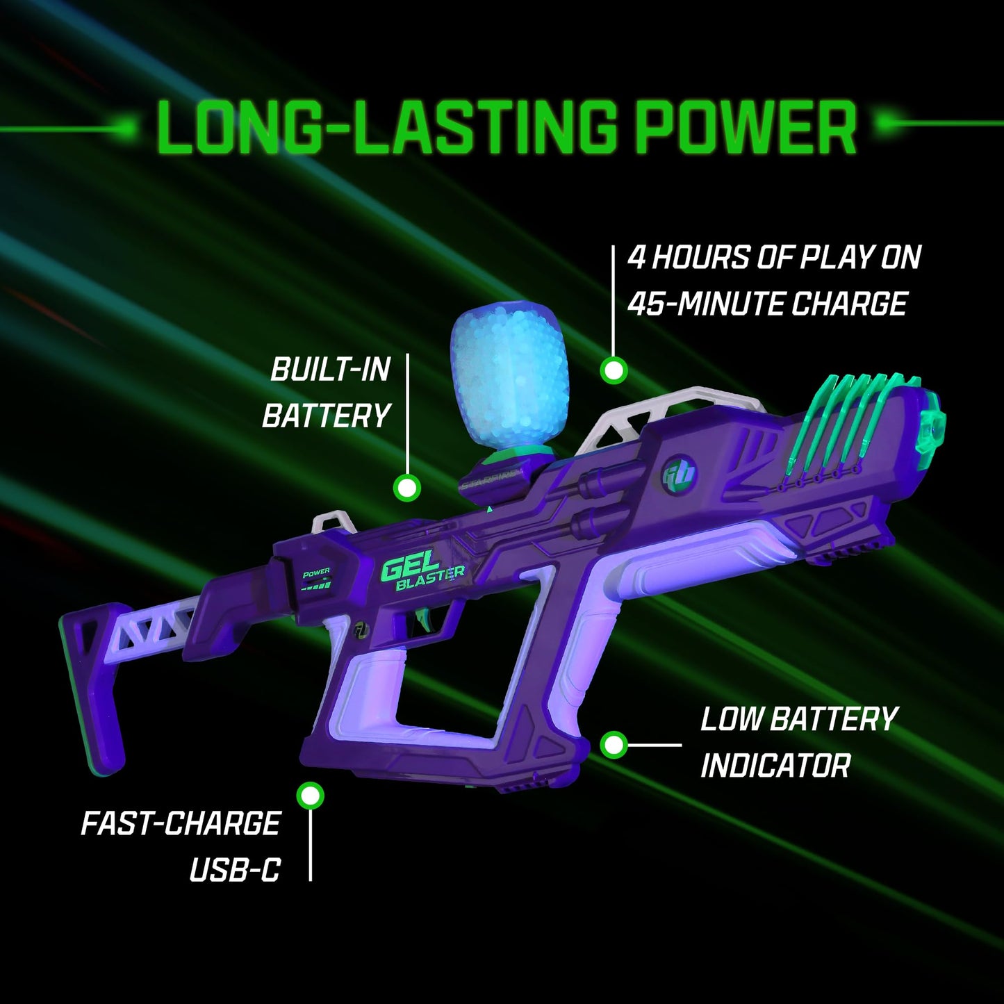 Gel Blaster Starfire XL – Glow-in-the-Dark Supersized Gel Blaster Kit for Day & Night Outdoor Battles