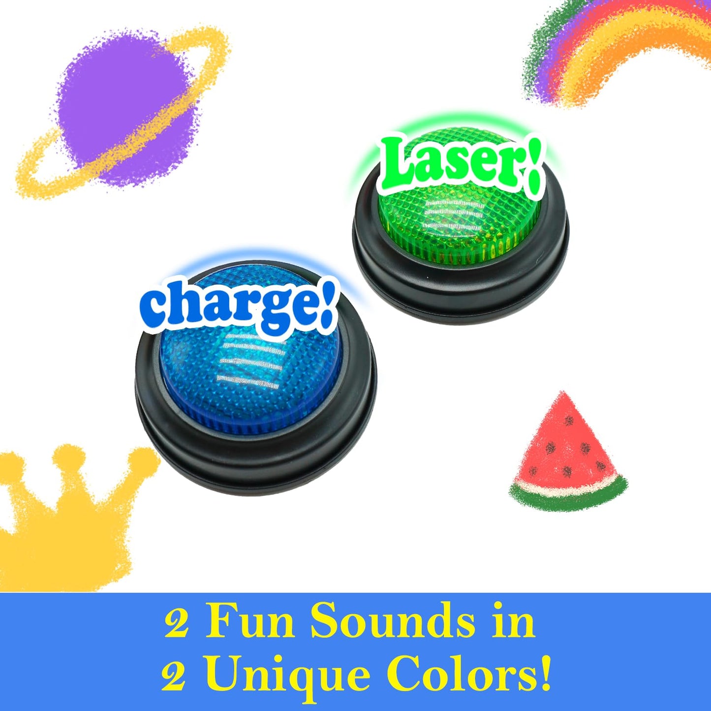 Gelabur 2-Pack Buzzers for Trivia Games | Lights & Sounds for Classroom & Family