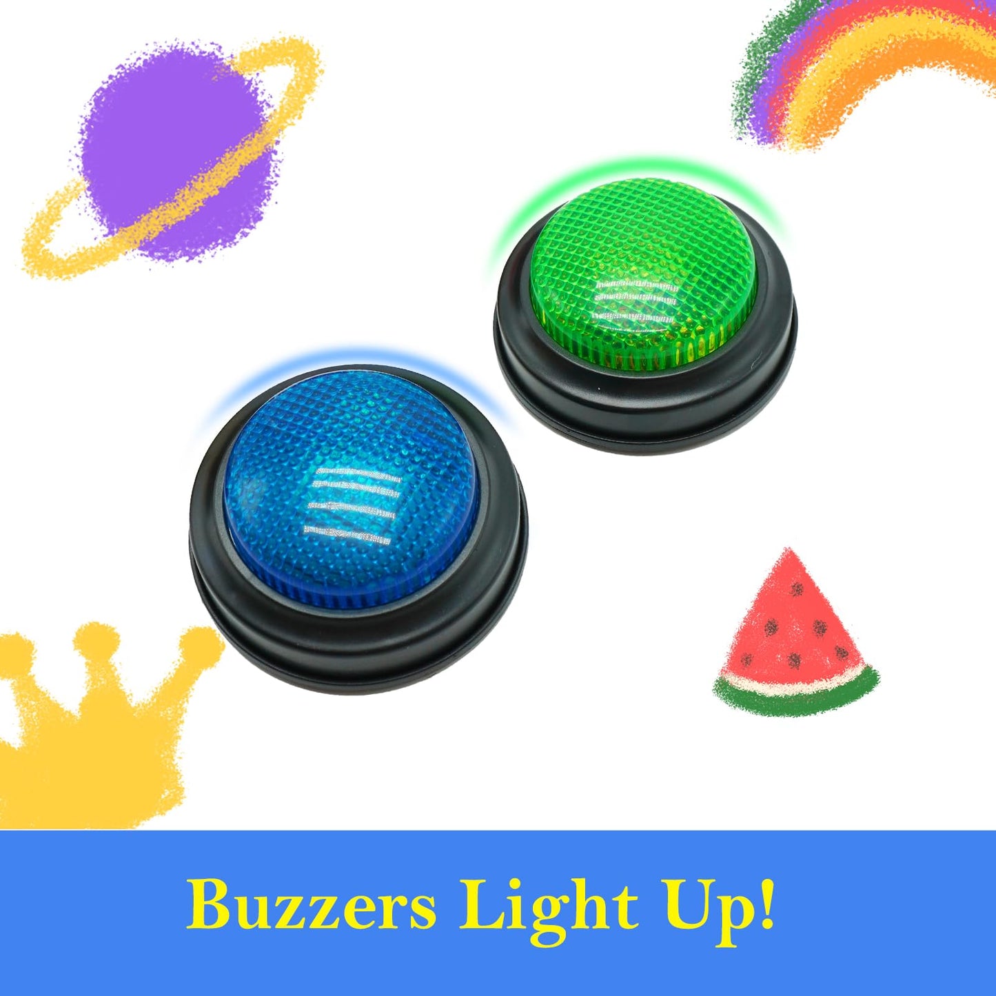 Gelabur 2-Pack Buzzers for Trivia Games | Lights & Sounds for Classroom & Family