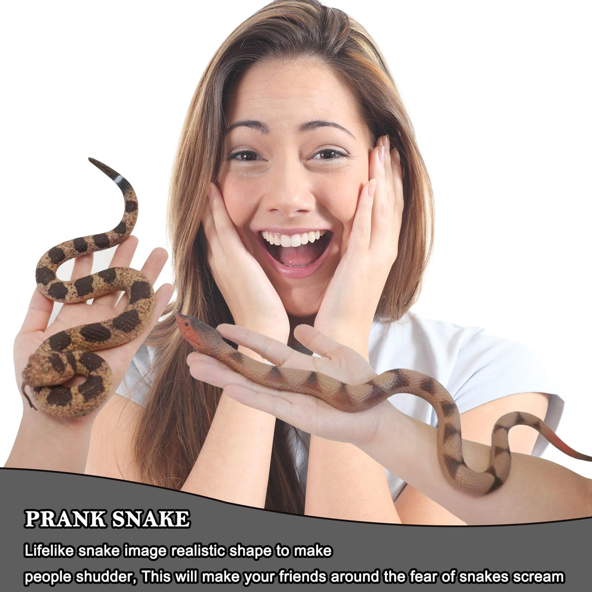 Gelabur 2Pcs Fake Snakes Prank – Realistic Soft Rubber Snake Toys