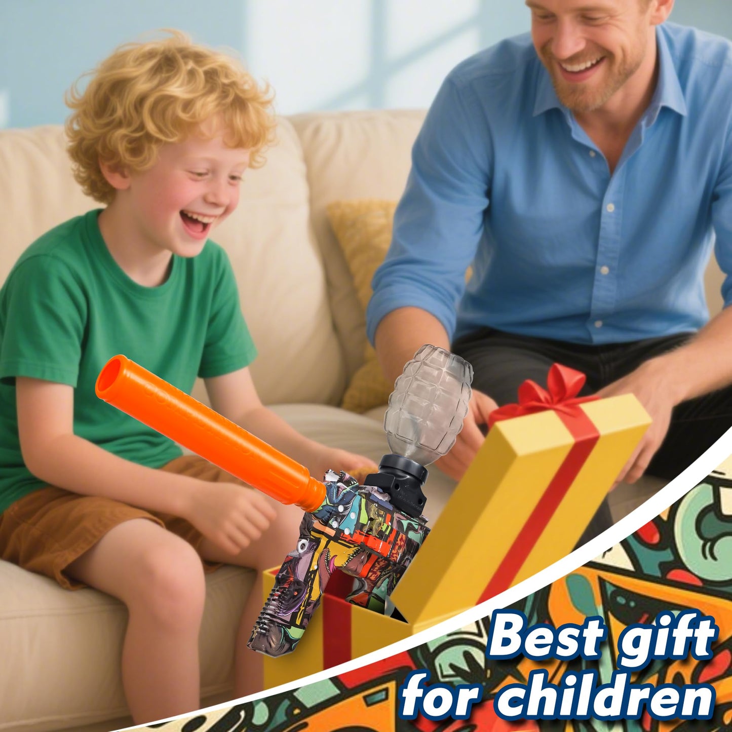 GELGLOCK Electric Gel Ball Blaster Gun – Rechargeable Auto Toy (Graffiti Design)