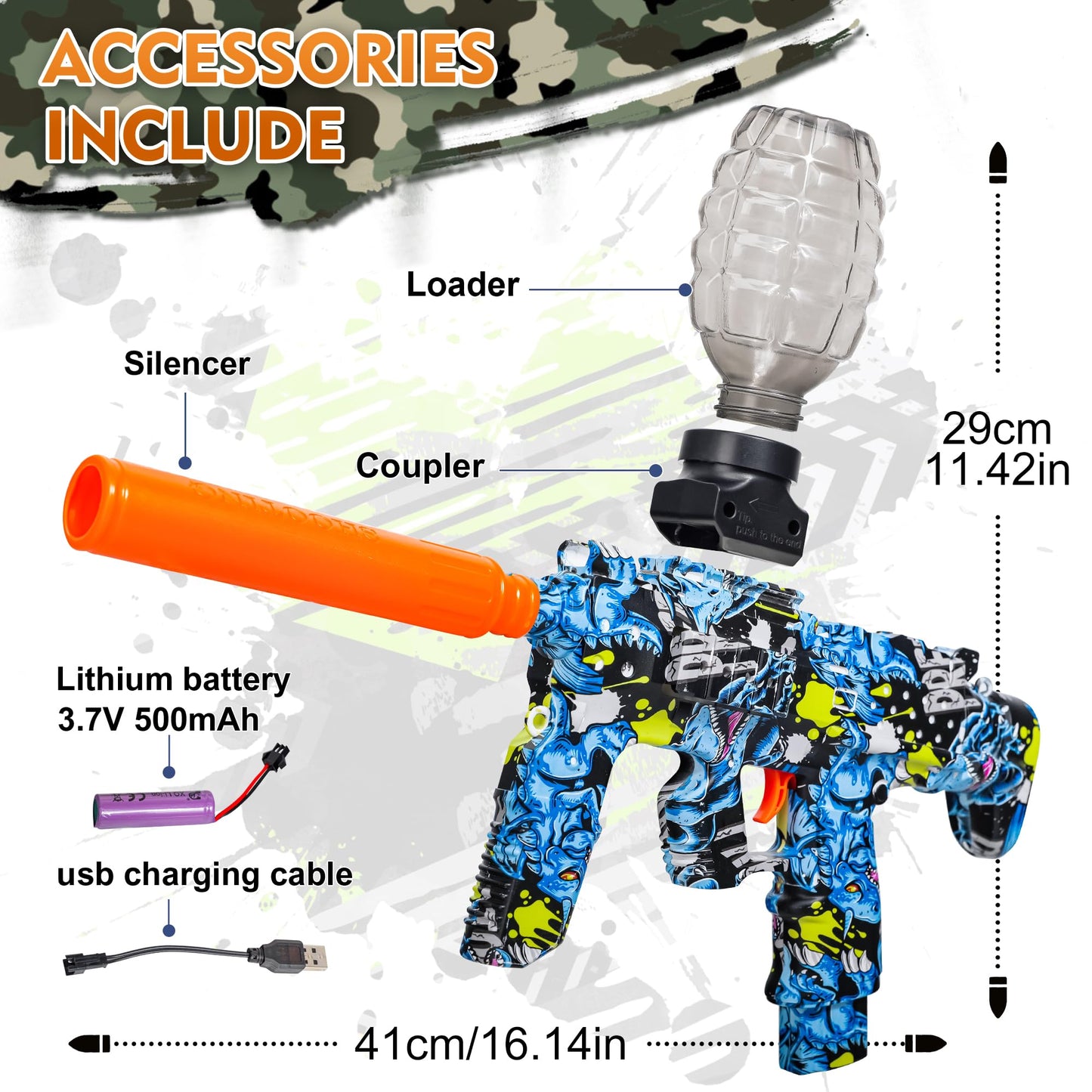GELGLOCK Electric Gel Ball Blaster – Auto Splatter Ball Gun, Rechargeable Outdoor Fun