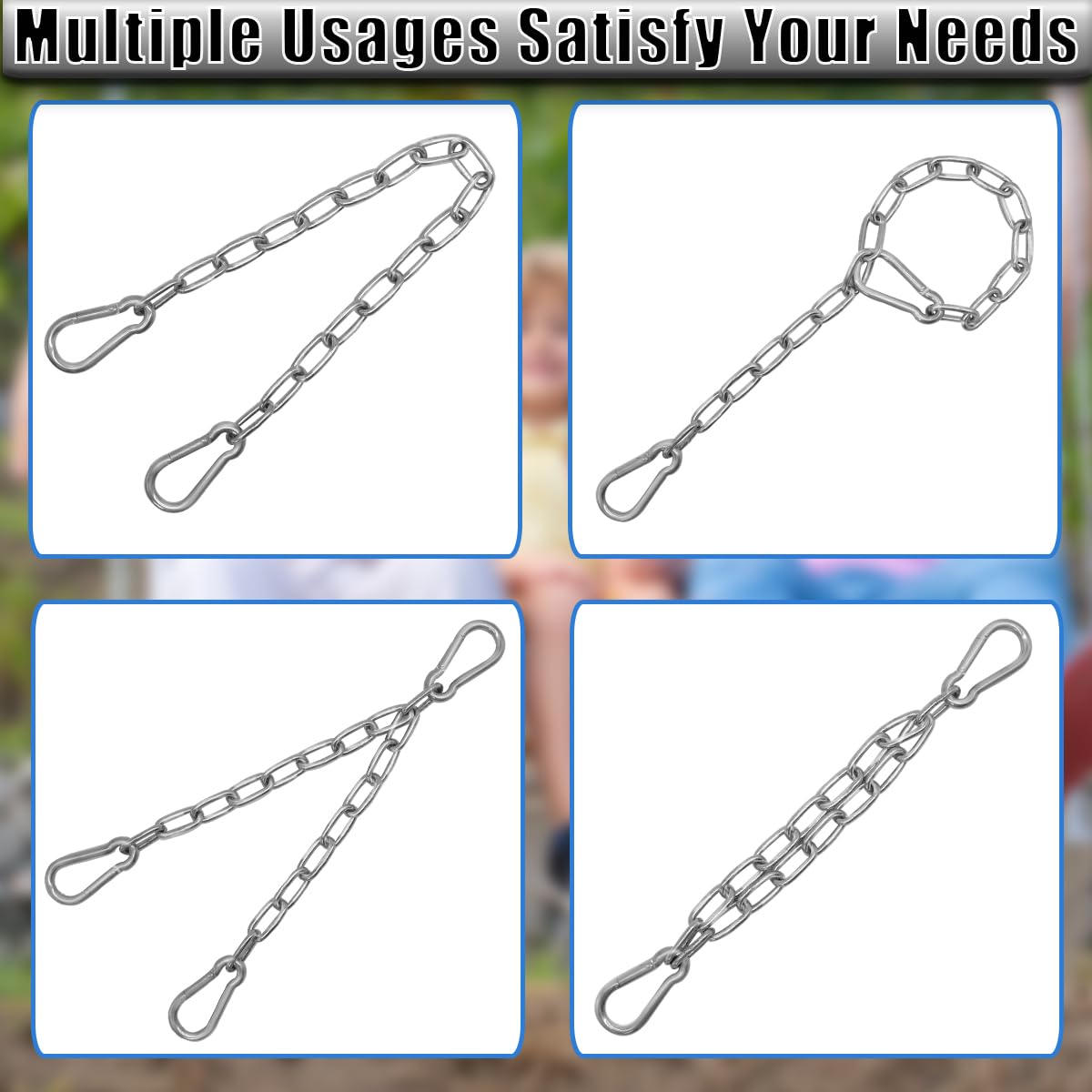 Gelury 2 Pack Hanging Swing Chain with 4 Carabiners – 25in, 660LB Heavy Duty Hammock Hardware Kit