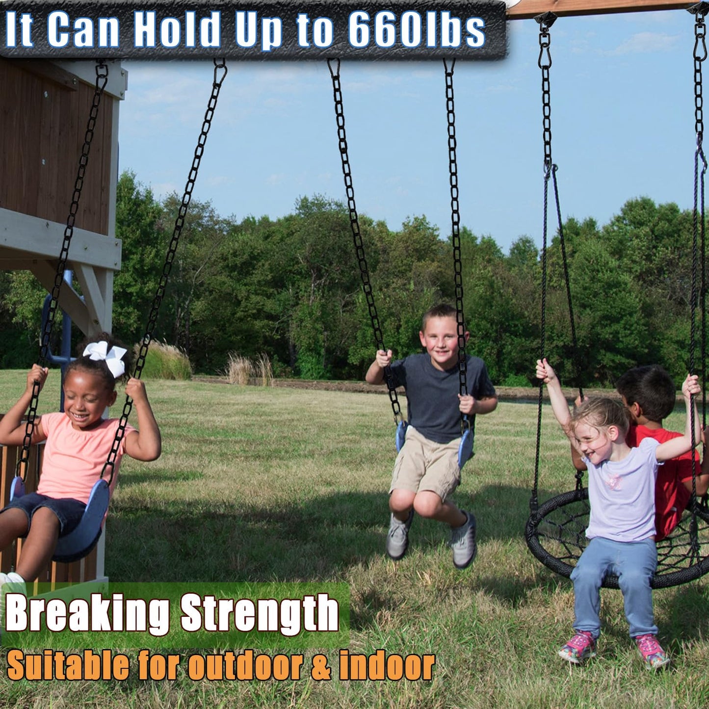 Gelury 2 Pack Hanging Swing Chain – 25in Length, 660LB Capacity | Heavy Duty Hammock Hardware Kit