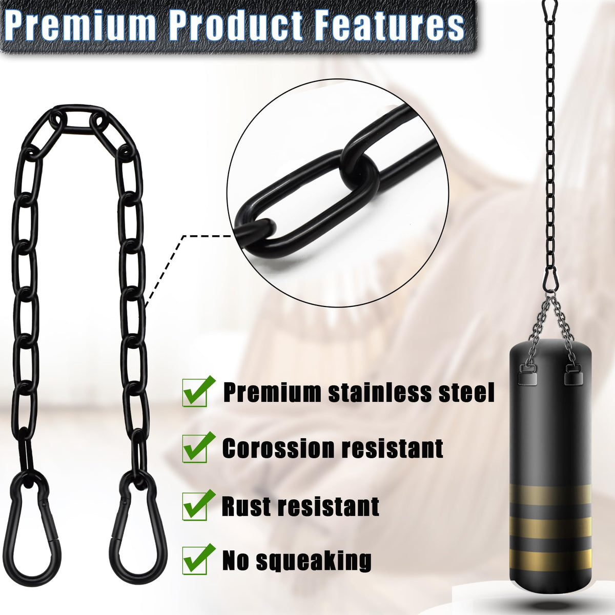 Gelury 2 Pack Hanging Swing Chain – 25in Length, 660LB Capacity | Heavy Duty Hammock Hardware Kit