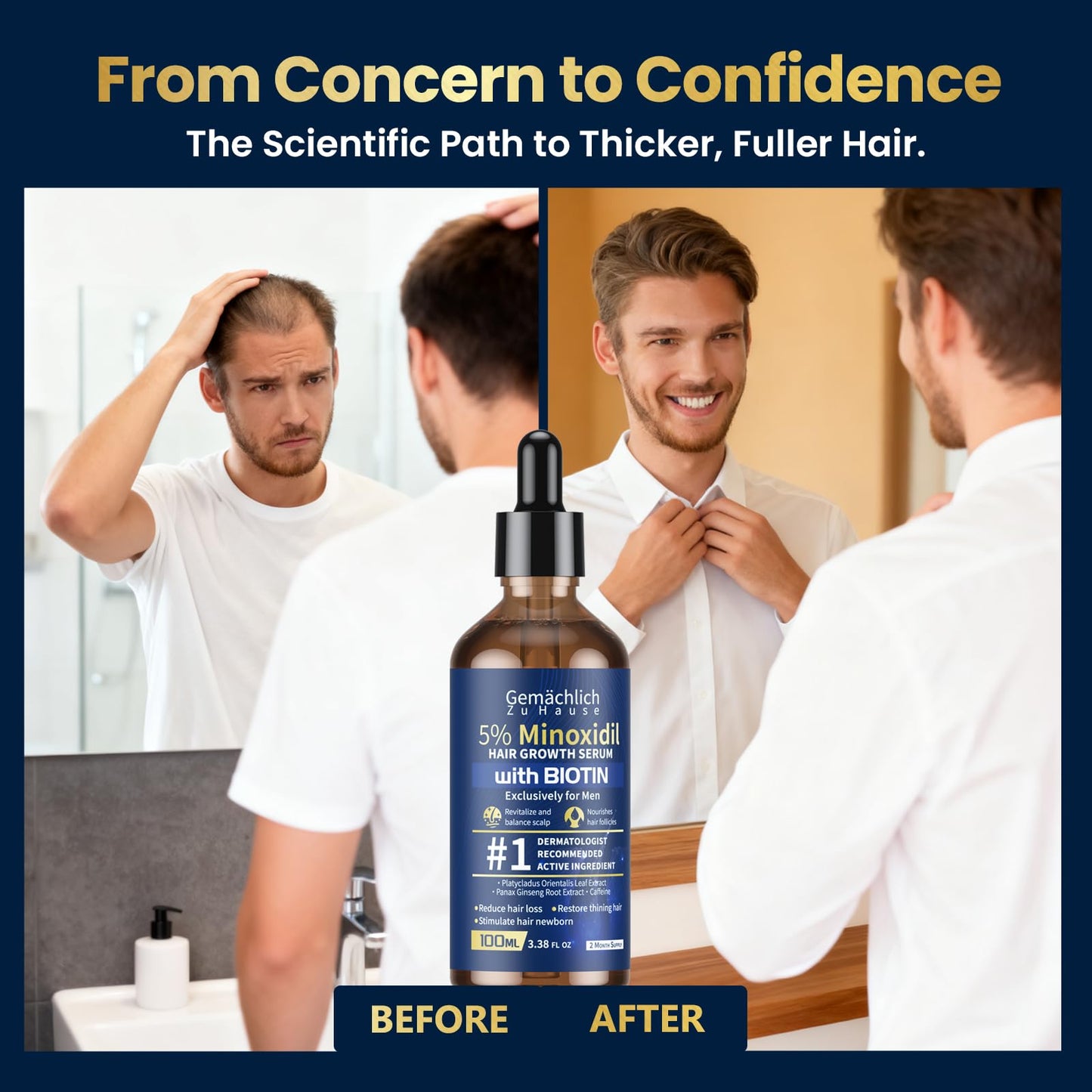 Gemächlich Zu Hause 5% Minoxidil for Men – Biotin, Rosemary & Caffeine, 100ml