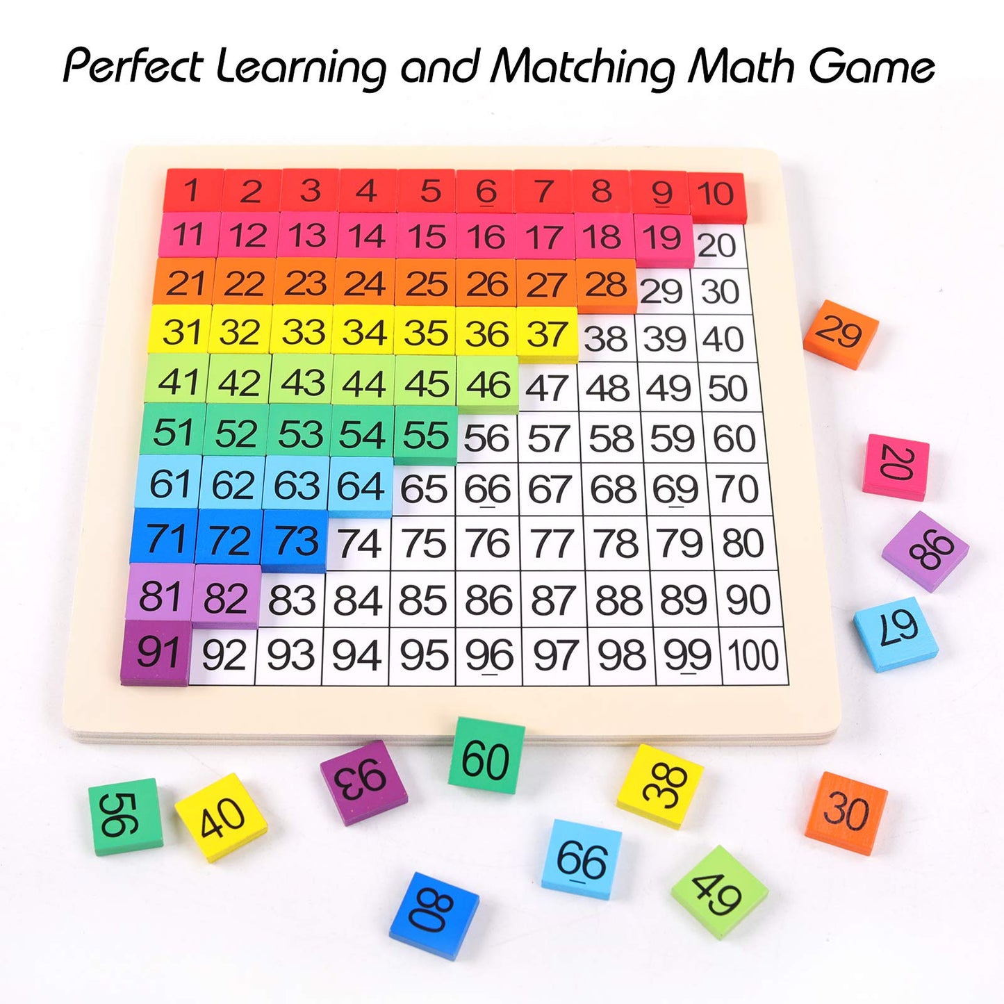 GEMEM Wooden Montessori Math Counting Hundred Board 1-100 – Educational Toy